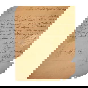 [WAR OF 1812] Early Marine Letter: Autograph letter signed by Samuel Miller to Roger Jones (1789-1852), as lieutenant. Headquarters, Adjts. Office, [Washington D.C.], 20 November 1809. 1 page, 4to, 7 7/8 x 9 3/4 in, with integral