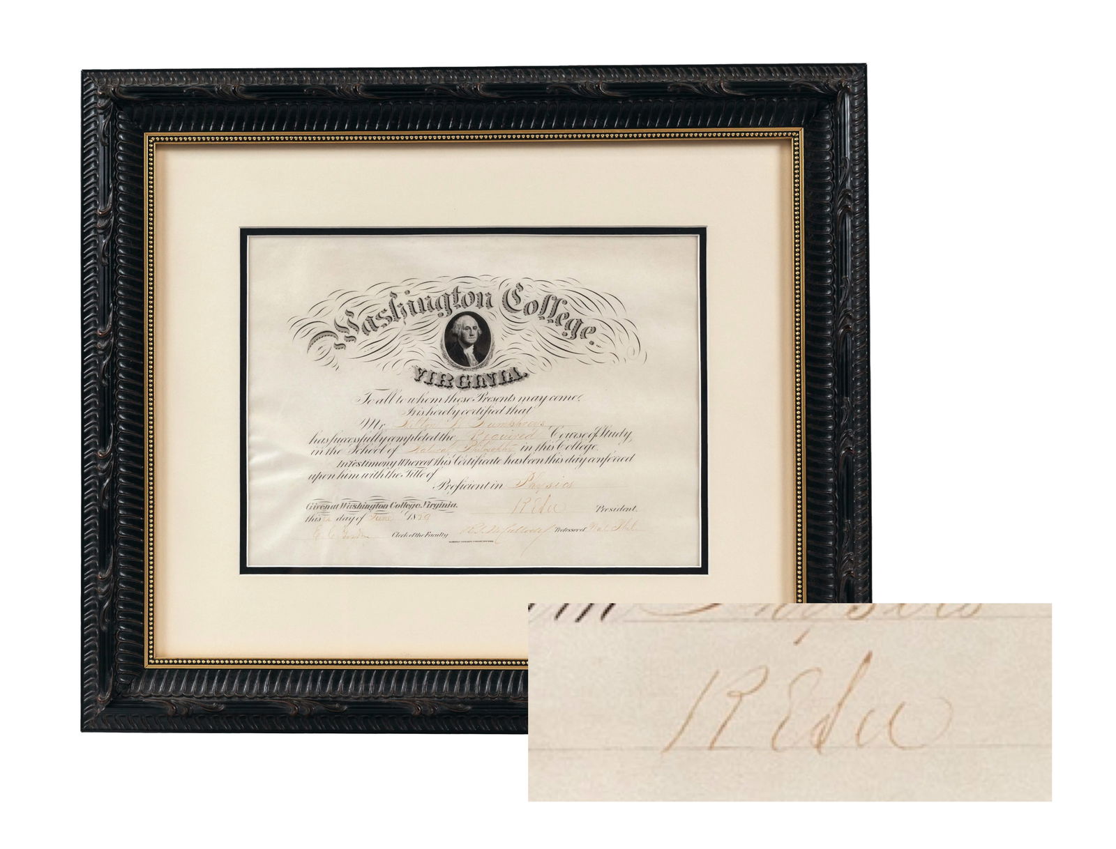 R.E. Lee Signed 1869 Washington College Diploma (1 of 3)