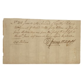 [REVOLUTIONARY WAR] Boston Tea Party Participant Forage Ration Recipt