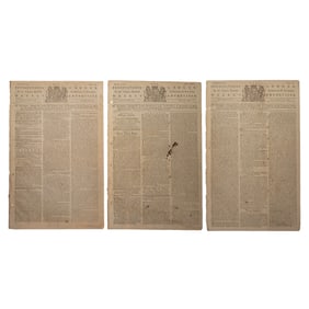 [REVOLUTIONARY WAR] (3) Issues Pennsylvania Ledger w/ Slave Ad & War Reporting