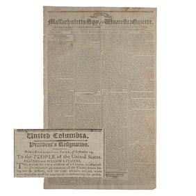 [WASHINGTON] Washington's Farewell Address, 1796 Massachusetts Spy