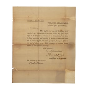[TREASURY] 1795 Tench Coxe Signed Circular