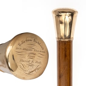 [1856 ELECTION] Millard Fillmore Gold Presentation Walking Stick