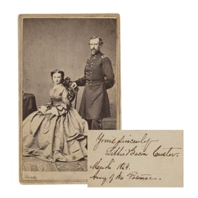 [CUSTER] Libbie Inscribed 1864 War-Time George + Libbie Custer Portrait