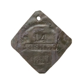 [SLAVE BADGE] 1817 Charleston "Fisher" Slave Hire Badge