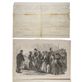 [CIVIL WAR] Corps D'Afrique Muster Roll & Black Soldier Woodcut