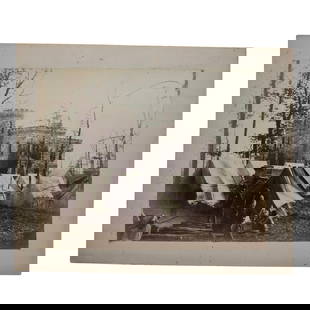 [CIVIL WAR] "Castle Murray, near Auburn, Virginia" Gardner Image w/ Contrabands: [Timothy H. O'Sullivan, photographer]. [Castle Murray, near Warrenton, Va.]. Oversize outdoor albumen photograph. [Warrenton, Virginia]: [Alexander Gardner], [November 1863]. Image approx. 7 x 9 i