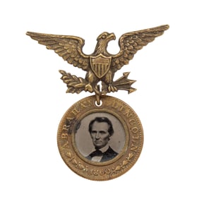 [POLITICS] Lincoln & Hamlin 1860 Ferrotype Campaign Pendant