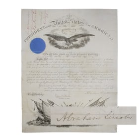 [LINCOLN] Lincoln Signed Officer's Commission for Rufus Ingalls