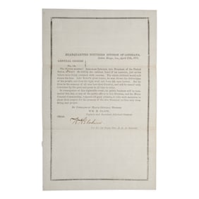 [CIVIL WAR] Lincoln's Assassination Mourning Order Signed by Texas Officer
