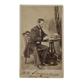 [CIVIL WAR] Rare W.T. Sherman CDV Signed w/ Rank