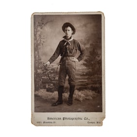[ROOSEVELT, TEDDY] Rough Rider Trumpeter, IDed Florida Cabinet Card