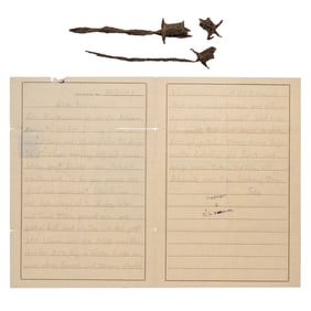 [WWII] 1943 Auschwitz Inmate's Letter & Barbed Wire Fragments