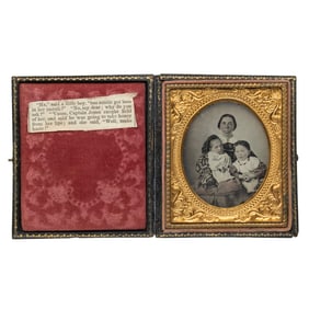 [AMBROTYPE] Mother and 2 Children Finely Tinted