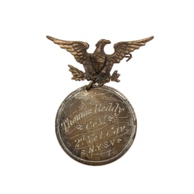 [CIVIL WAR] 2nd Veteran NY Cav. Engraved Coin ID Badge