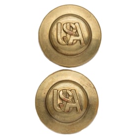 [CIVIL WAR] Pair of Marked USA Artillery Bridle Rosettes