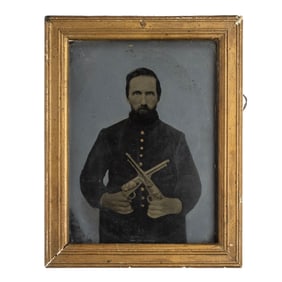 [CIVIL WAR] Full Plate Tintype of Double-Armed Soldier