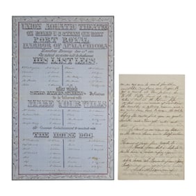 [CIVIL WAR] "Union Aquatic Theatre" Manuscript Playbill & Letter