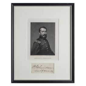 [CIVIL WAR] Gen. Sheridan Clipped Signature, Framed