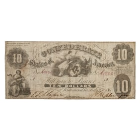 [CIVIL WAR] 1861 $10 Confederate Note  (T10)
