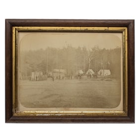 [CIVIL WAR] Headquarters of 3rd Brigade General Banks Framed Albumen