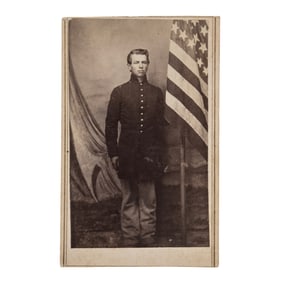 [CIVIL WAR] Soldier & Flag, Patriotic CDV