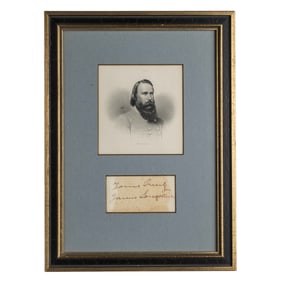 [CIVIL WAR] Genl. James Longstreet Clipped Signature & Engraving