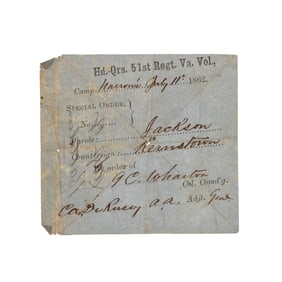 [CIVIL WAR] 1862 51st VA Parole & Countersign