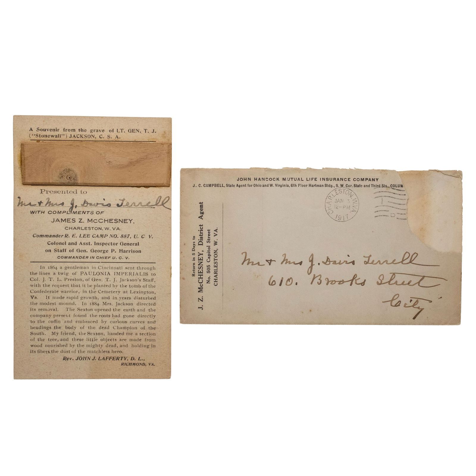 [CIVIL WAR] "Stonewall" Jackson Gravesite Relic (1 of 1)