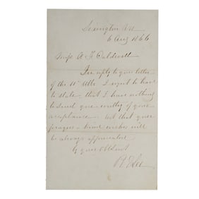 [CIVIL WAR]  Robert E. Lee Autograph Letter Signed