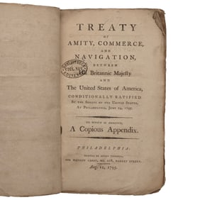 [REVOLUTIONARY WAR] 1795 Jay's Treaty, First Carey Printing