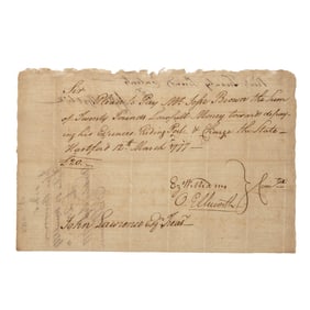 [REVOLUTIONARY WAR] "Connecticut's Paul Revere" 1777 Promissory Note
