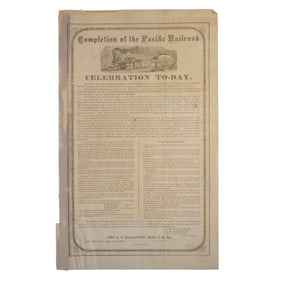 [RAILROADS - MORMON] Ultra Rare 1869 Pacific Railroad Broadside