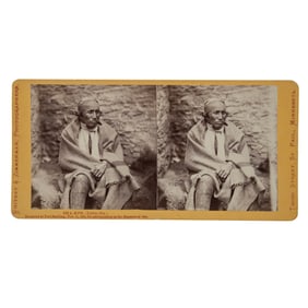 [NATIVE AMERICANS] Executed Chief Shakopee III Stereoview, Ft. Snelling