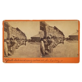[NATIVE AMERICAN] Apaches Drawing Rations, Arizona Stereoview