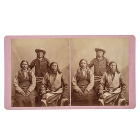 [NATIVE AMERICAN] Three Ute Warriors, Shipler Stereoview