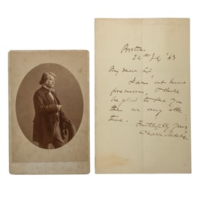 [ABOLITION] Charles Sumner ALS & Cabinet Card