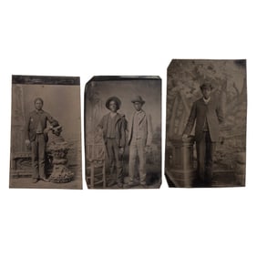 [AFRICAN AMERICANA] (3) Tintypes of Black Men