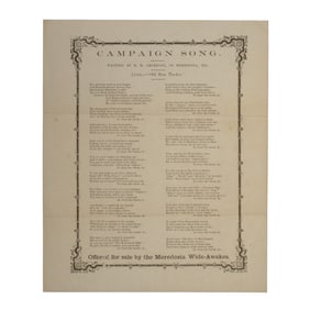 [LINCOLN] 1860 Benjamin Grierson Composed Anti-Slavery Songsheet