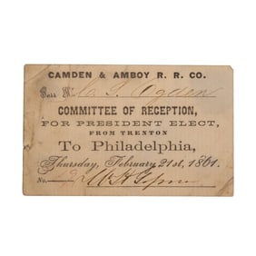 [LINCOLN] 1861 Inauguration Train Pass