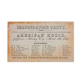 [LINCOLN] 1861 Ohio Inauguration Party Invitation