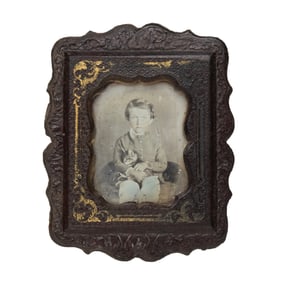 [EARLY PHOTOGRAPHY] Boy & Pet Cat Portrait