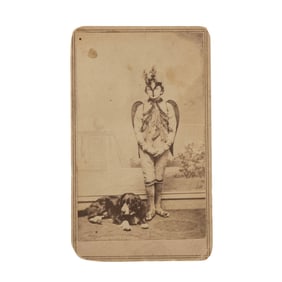 [EARLY PHOTOGRAPHY] Costumed Child with Dog