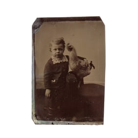 [EARLY PHOTOGRAPHER] Child w/ Chicken