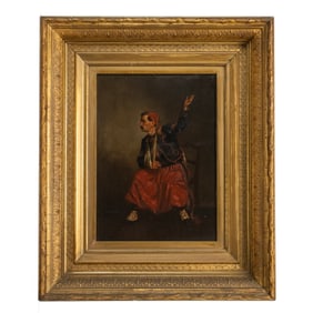 [CIVIL WAR] Wounded Zouave, Framed Oil Painting