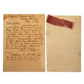 [CIVIL WAR] Relic of Captured Confederate Flag, Taken in 1861