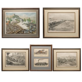 [CIVIL WAR] (5) Military Lithographs