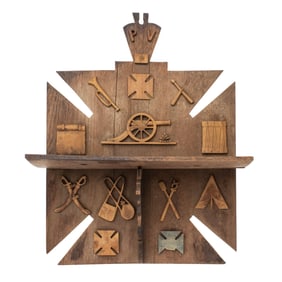 [CIVIL WAR] Wooden Wall Shelf with Corps Badges and Insignia