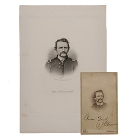 [GETTYSBURG] Elon Farnsworth Signed CDV & Lithograph, KIA Gettysburg