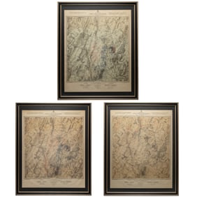 [CIVIL WAR] Three (3) Framed Gettysburg Maps